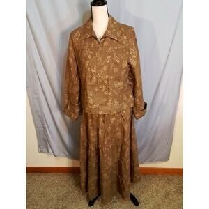 Trousers Etc  brown outfit with light golden flowers and vines